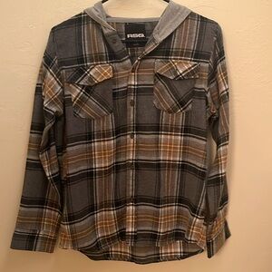 RSQ hooded plaid flannel shirt women’s XL